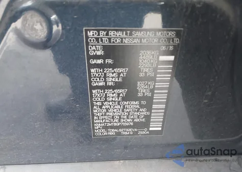 2016 Nissan Rogue Sv z USA, uszkodzony, nr VIN KNMAT2MT8GP715976